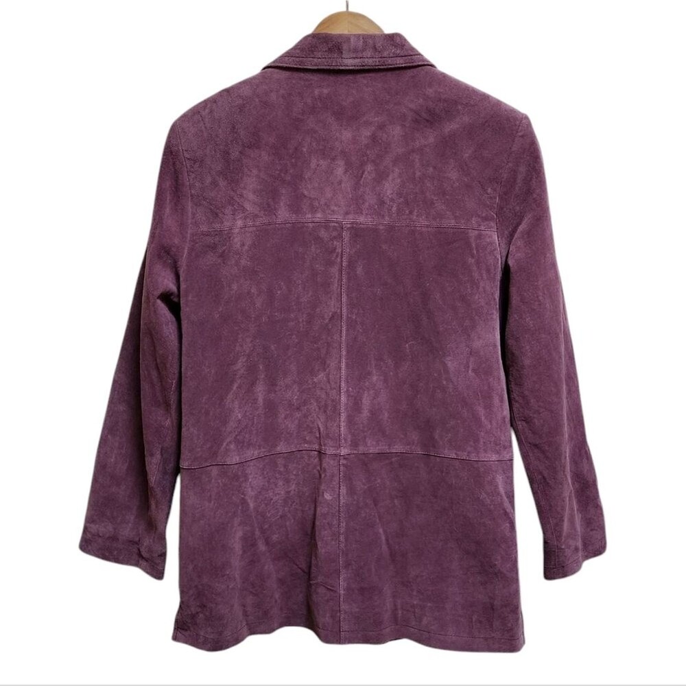 Jessica Holbrook Purple Suede Leather Button Jacket Blazer Women S Lined Pockets - Picture 2 of 8
